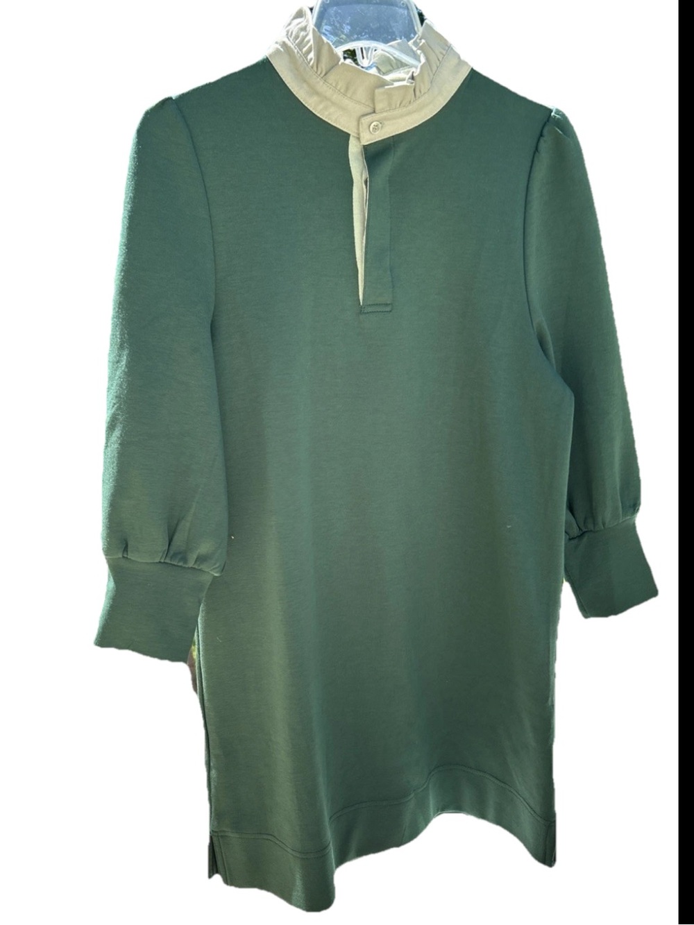 Pomander Place Charlotte Terry Dress Dark Green Sage Collar Small Long Sleeve - Picture 5 of 11